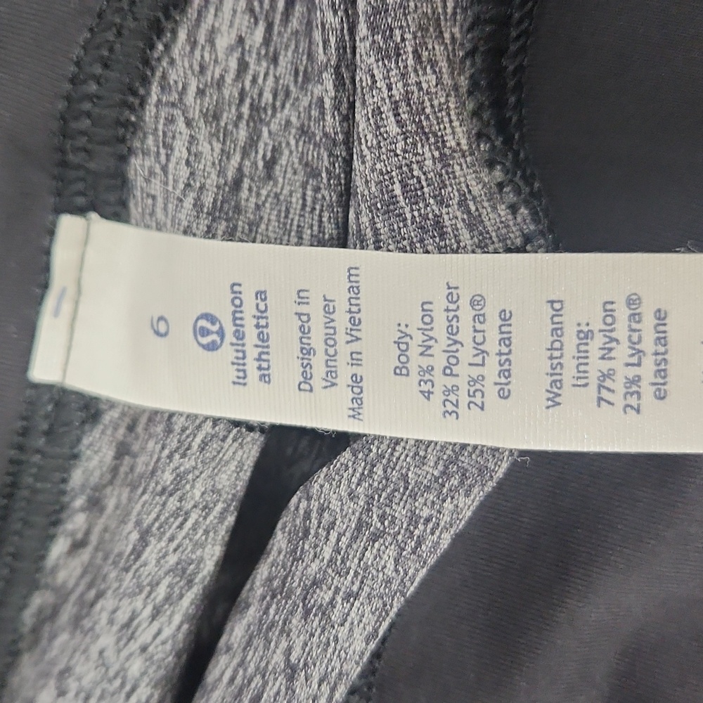 Lululemon Pace Rival Crop 22" | Heathered Black & Black | Size 6 - Picture 9 of 10